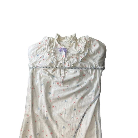 Vintage Lyn Anne Flannel Long Sleeve Floral Feminine Demure Nightgown Maxi - Picture 8 of 9